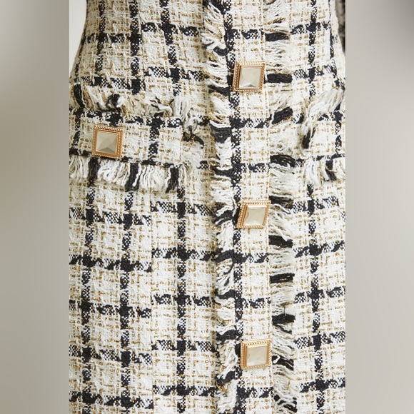 360. Queen Ann Plaid Tweed Mini Dress in Black - Picture 6 of 6